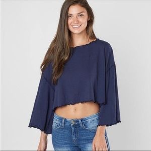 NWT Free People Moonlight Surf Cropped Bell Sleeve Top Size Large